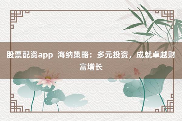 股票配资app  海纳策略：多元投资，成就卓越财富增长
