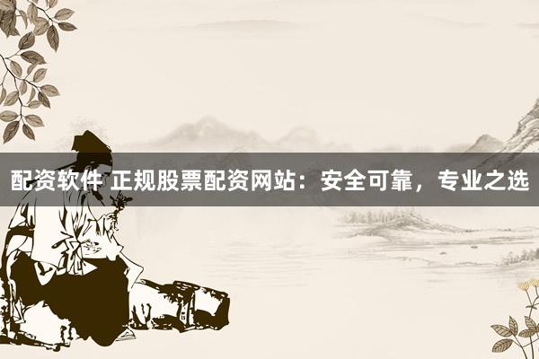 配资软件 正规股票配资网站：安全可靠，专业之选