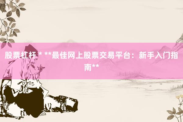 股票杠杆 * **最佳网上股票交易平台：新手入门指南**