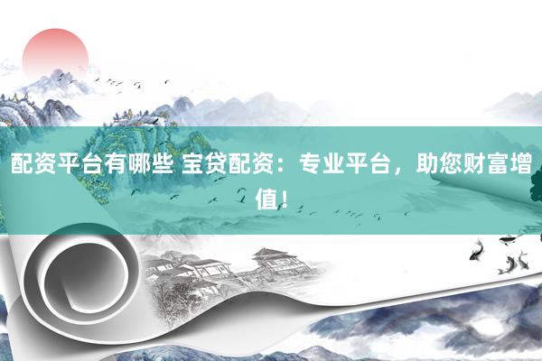 配资平台有哪些 宝贷配资：专业平台，助您财富增值！
