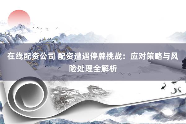 在线配资公司 配资遭遇停牌挑战：应对策略与风险处理全解析