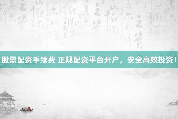 股票配资手续费 正规配资平台开户，安全高效投资！
