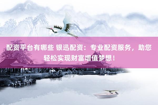配资平台有哪些 银迅配资：专业配资服务，助您轻松实现财富增值梦想！