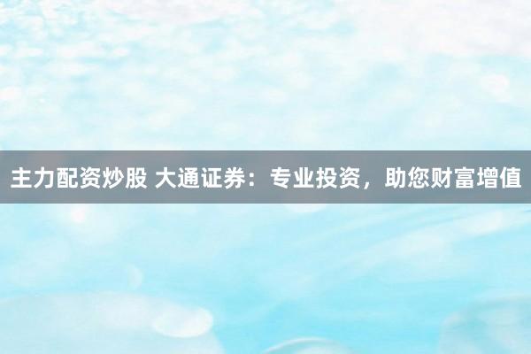 主力配资炒股 大通证券：专业投资，助您财富增值