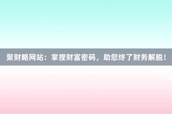 聚财略网站：掌捏财富密码，助您终了财务解脱！