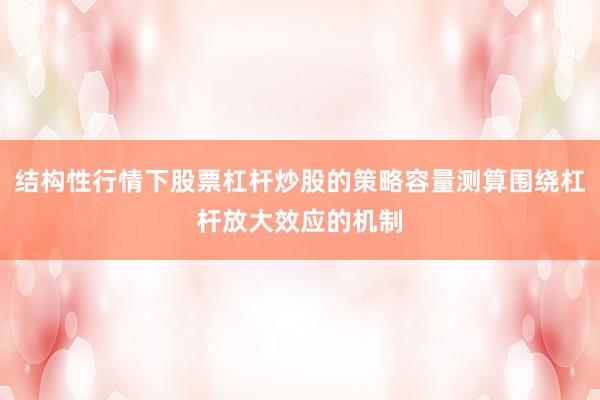 结构性行情下股票杠杆炒股的策略容量测算围绕杠杆放大效应的机制